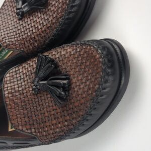 COLE HAAN Loafers Brown Black Woven With Tassel Women's 8.5